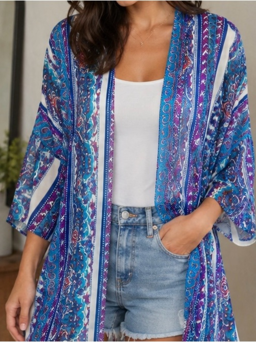 Vintage Paisley Sheer Kimono Cardigan Tumblr Era Women’s Medium NWOT